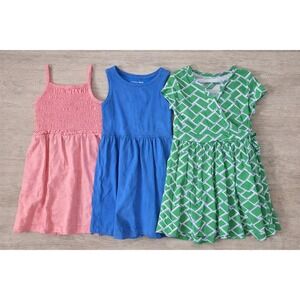 DVF for Target + Primary Girls Dress Bundle 4T 5T Pink Blue Green Cotton Lot 3
